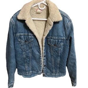 Vintage Levi’s 70505 Sherpa Trucker Jacket Size 42 Light Stonewash USA Made